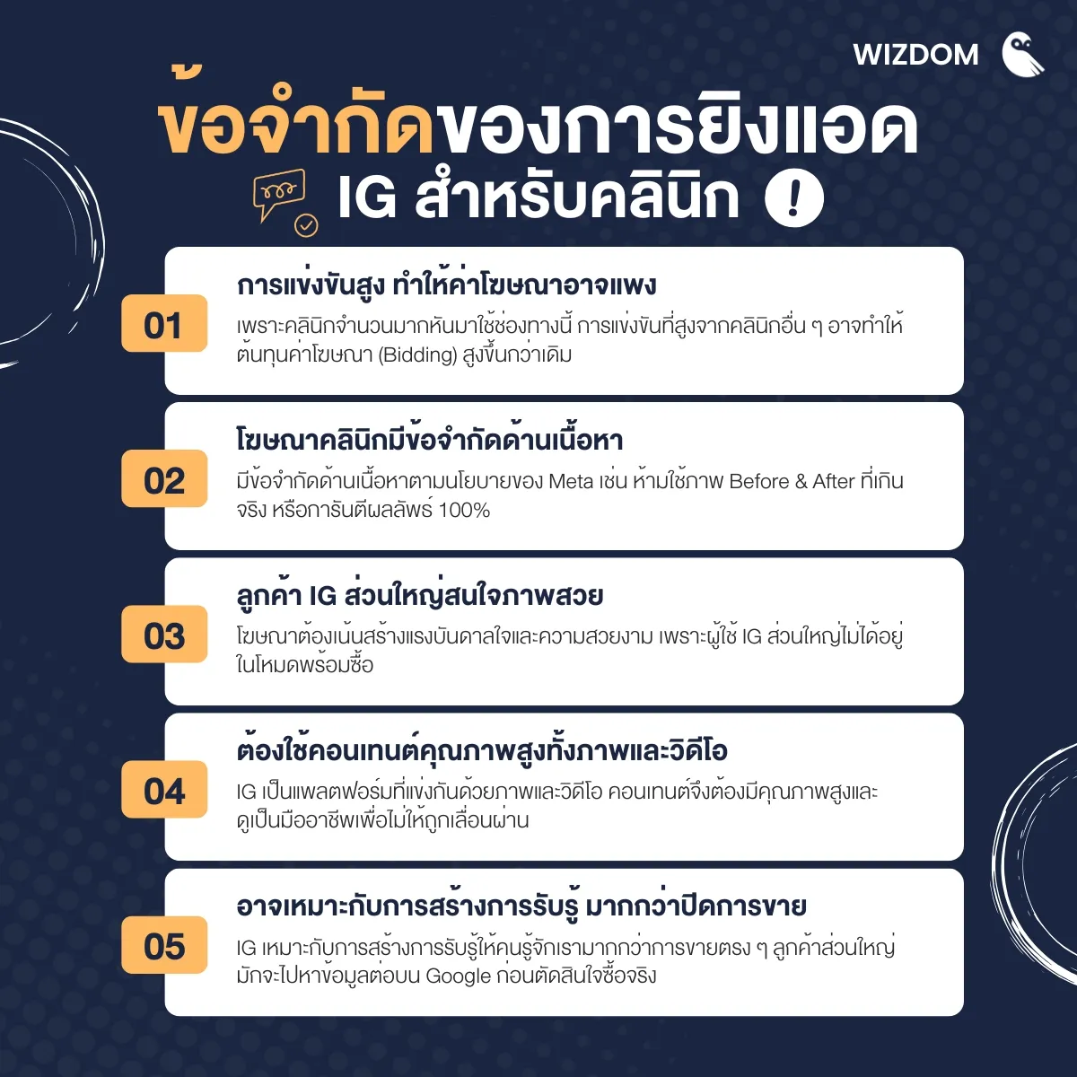 ข้อจำกัดของการยิงแอด IG สำหรับคลินิก
